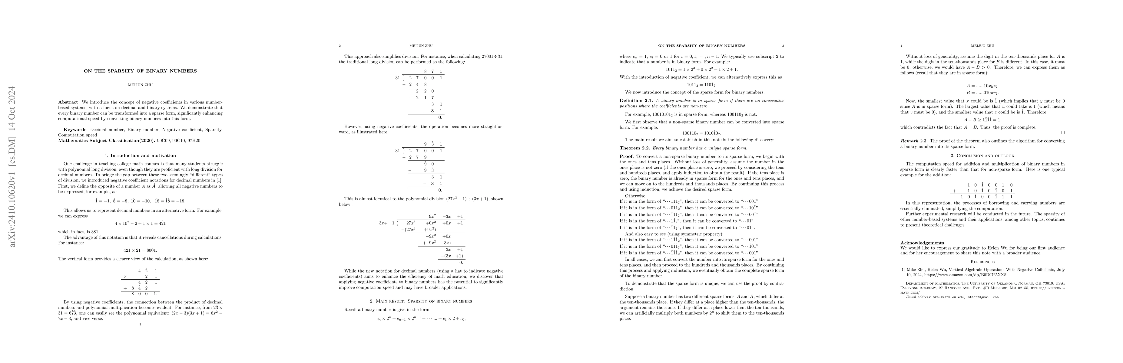 Thumbnail for On the sparsity of binary numbers