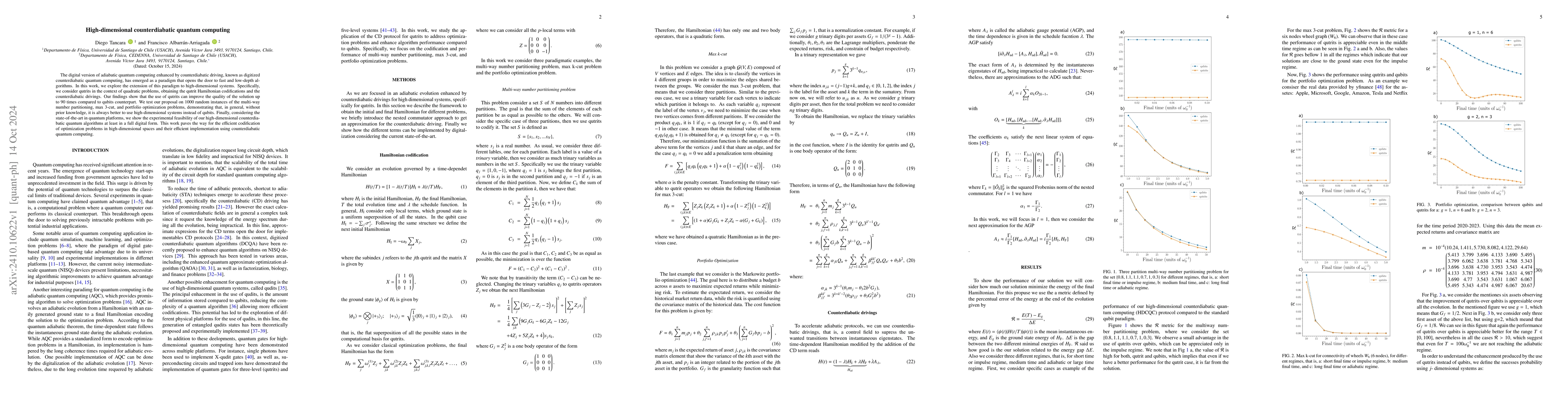 Thumbnail for High-dimensional counterdiabatic quantum computing