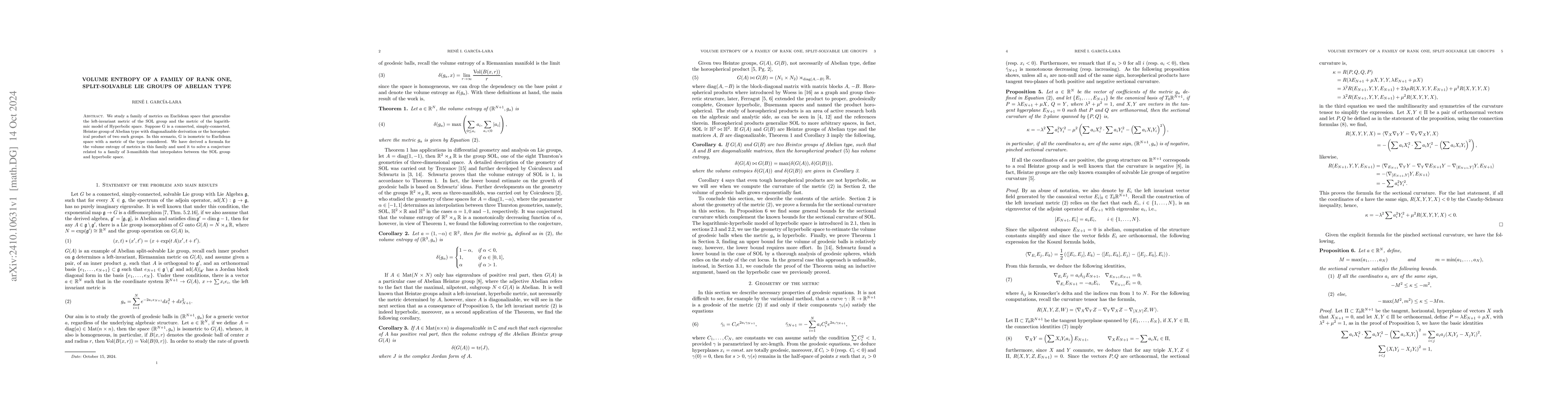Thumbnail for Volume entropy of a family of rank one, split-solvable Lie groups of
  Abelian type