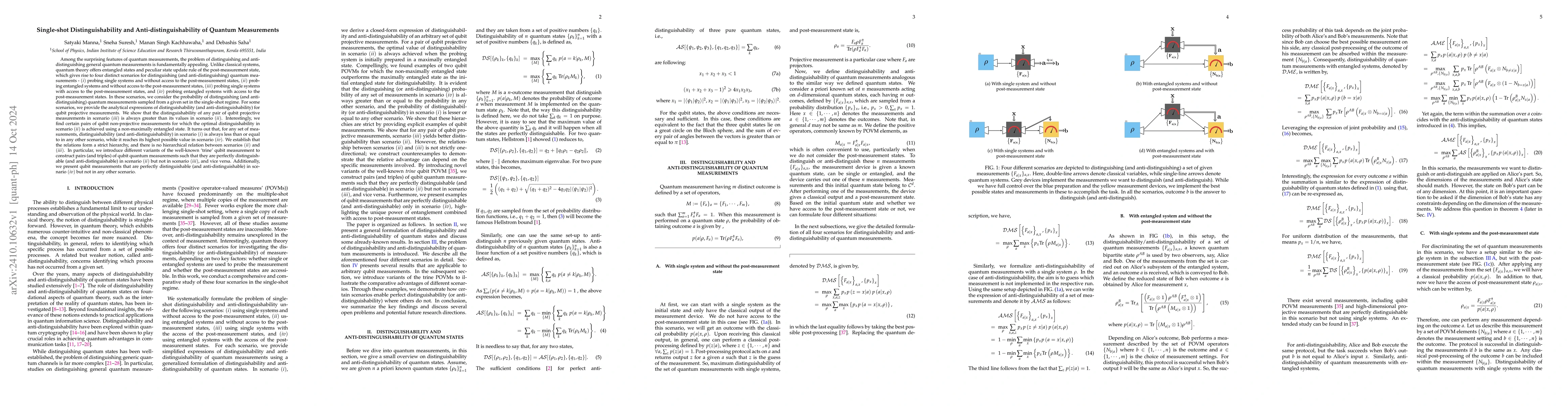 Thumbnail for Single-shot Distinguishability and Anti-distinguishability of Quantum
  Measurements