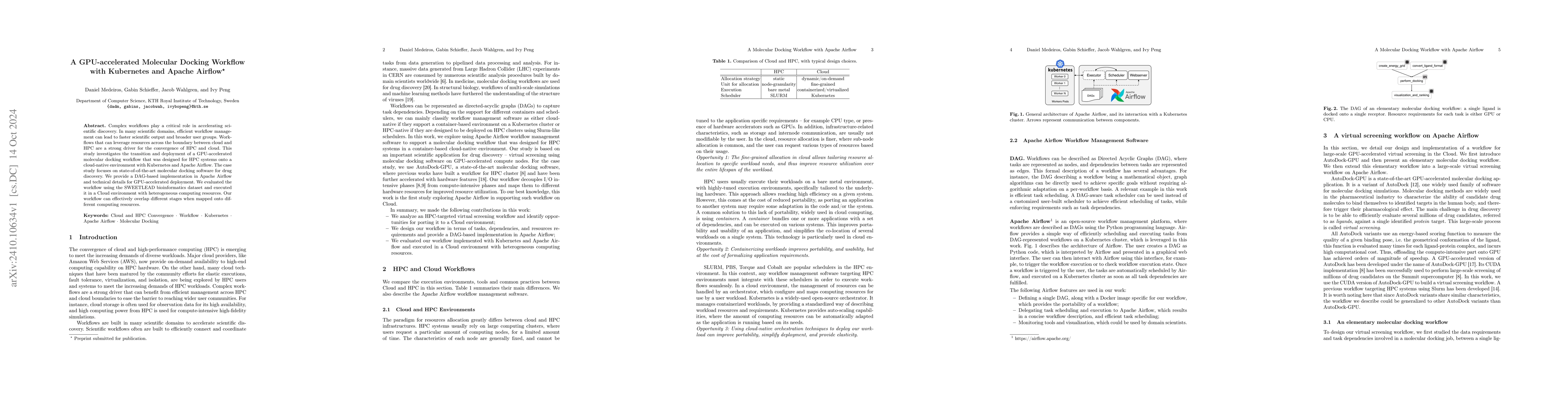 Thumbnail for A GPU-accelerated Molecular Docking Workflow with Kubernetes and Apache
  Airflow