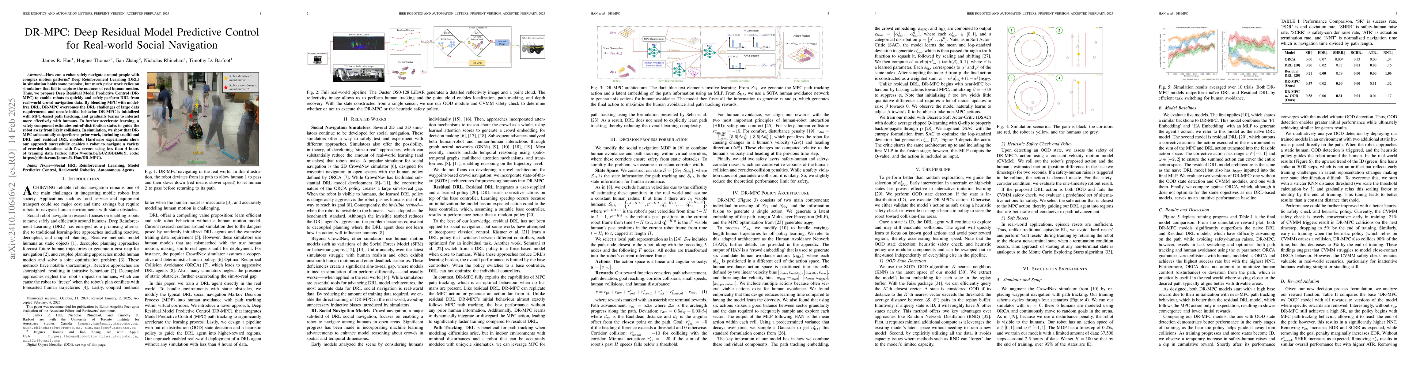 Thumbnail for DR-MPC: Deep Residual Model Predictive Control for Real-world Social
  Navigation