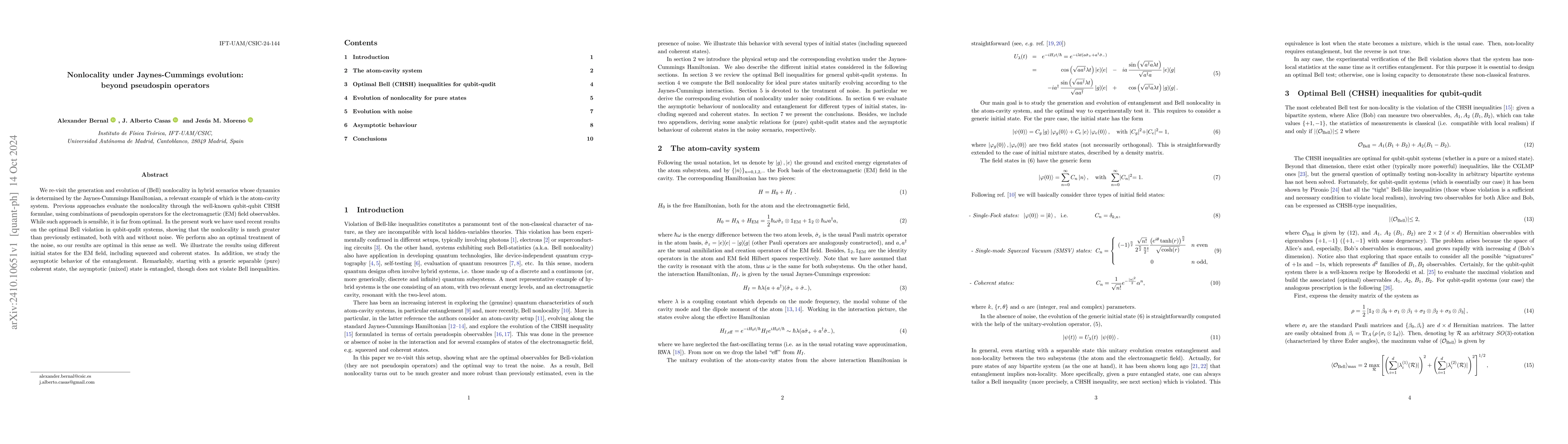 Thumbnail for Nonlocality under Jaynes-Cummings evolution: beyond pseudospin operators