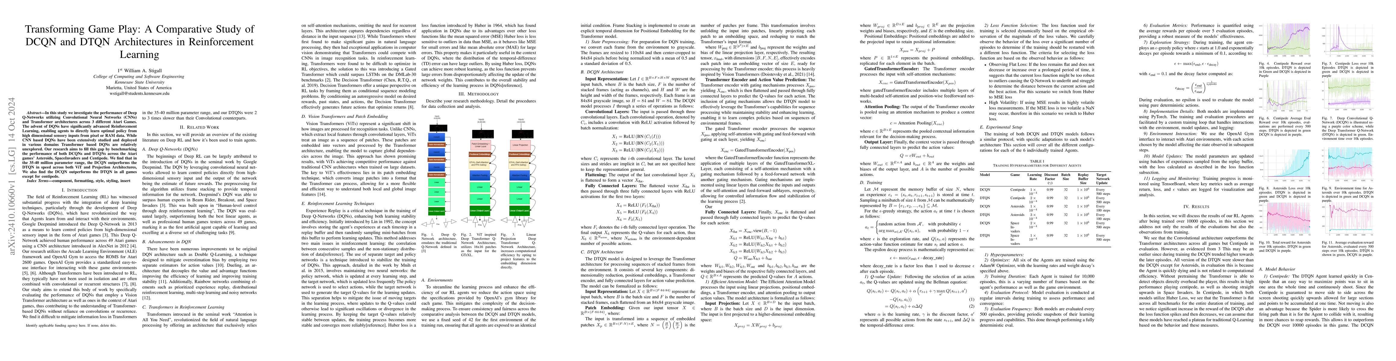 Thumbnail for Transforming Game Play: A Comparative Study of DCQN and DTQN
  Architectures in Reinforcement Learning