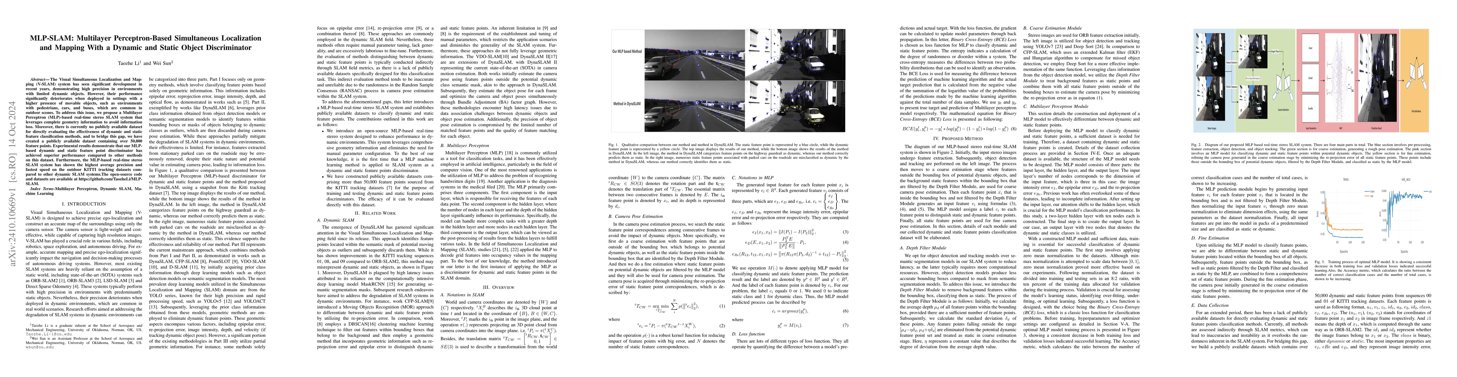 Thumbnail for MLP-SLAM: Multilayer Perceptron-Based Simultaneous Localization and
  Mapping With a Dynamic and Static Object Discriminator