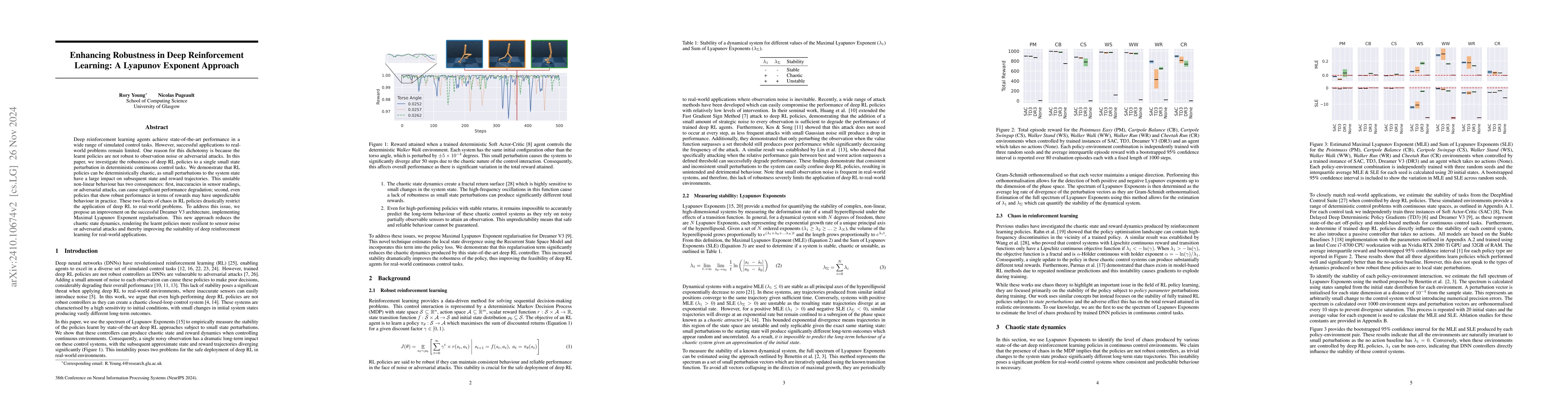 Thumbnail for Enhancing Robustness in Deep Reinforcement Learning: A Lyapunov Exponent
  Approach