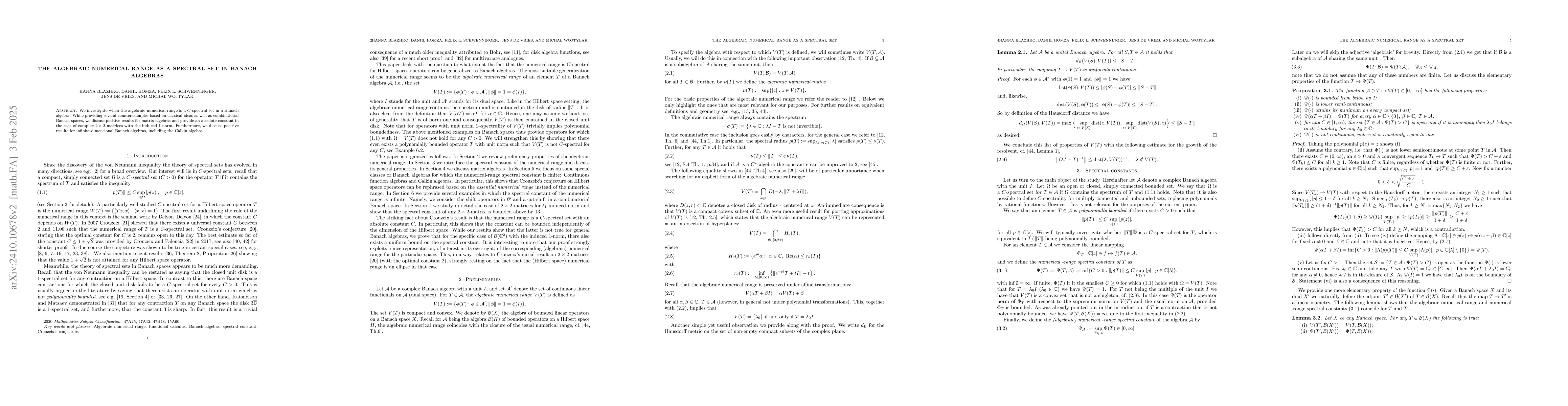 Thumbnail for The algebraic numerical range as a spectral set in Banach algebras