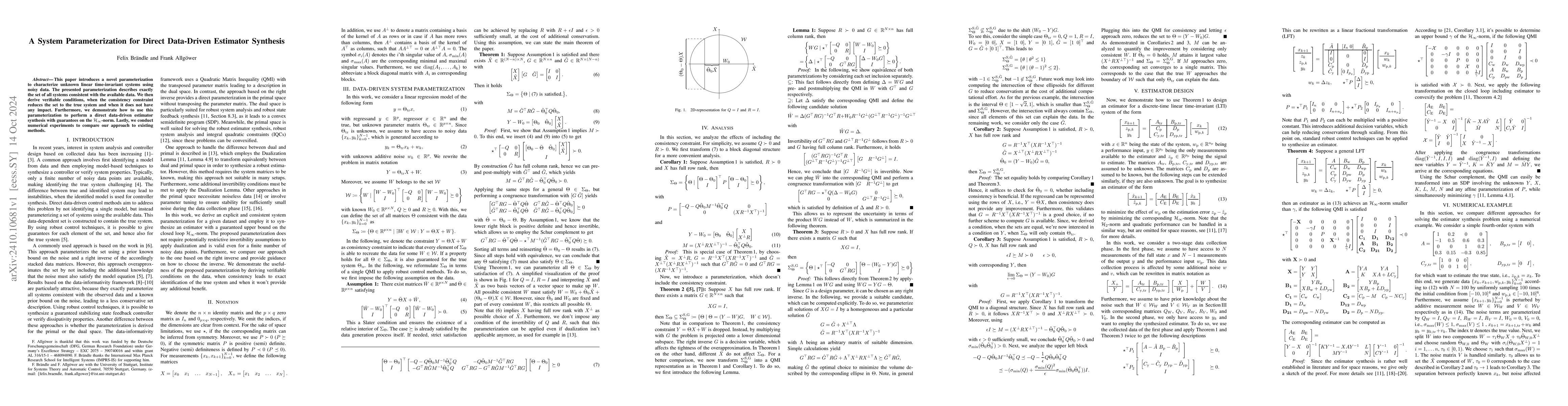 Thumbnail for A System Parameterization for Direct Data-Driven Estimator Synthesis