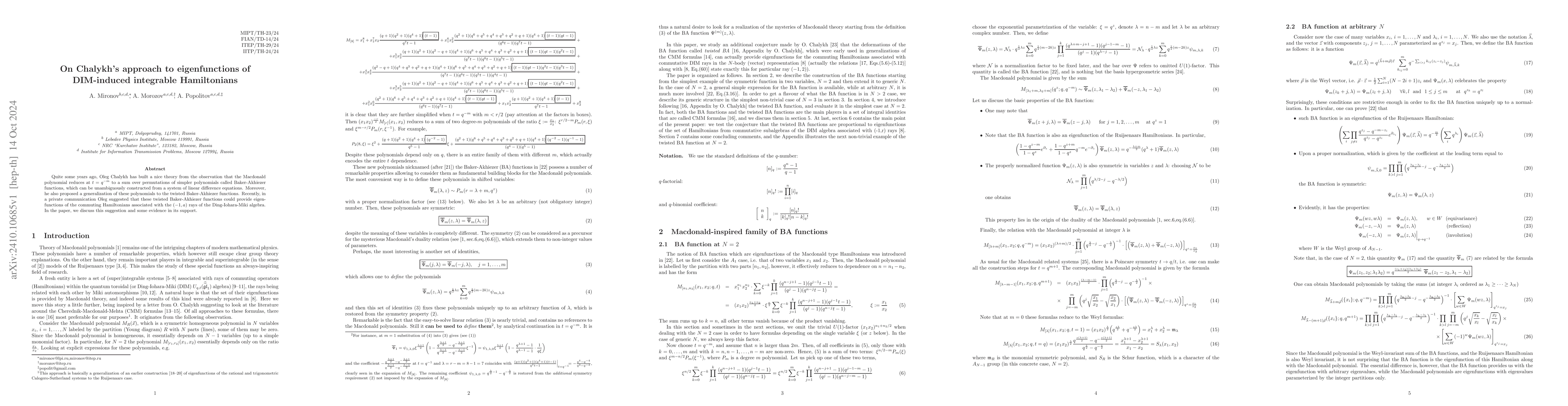 Thumbnail for On Chalykh's approach to eigenfunctions of DIM-induced integrable
  Hamiltonians