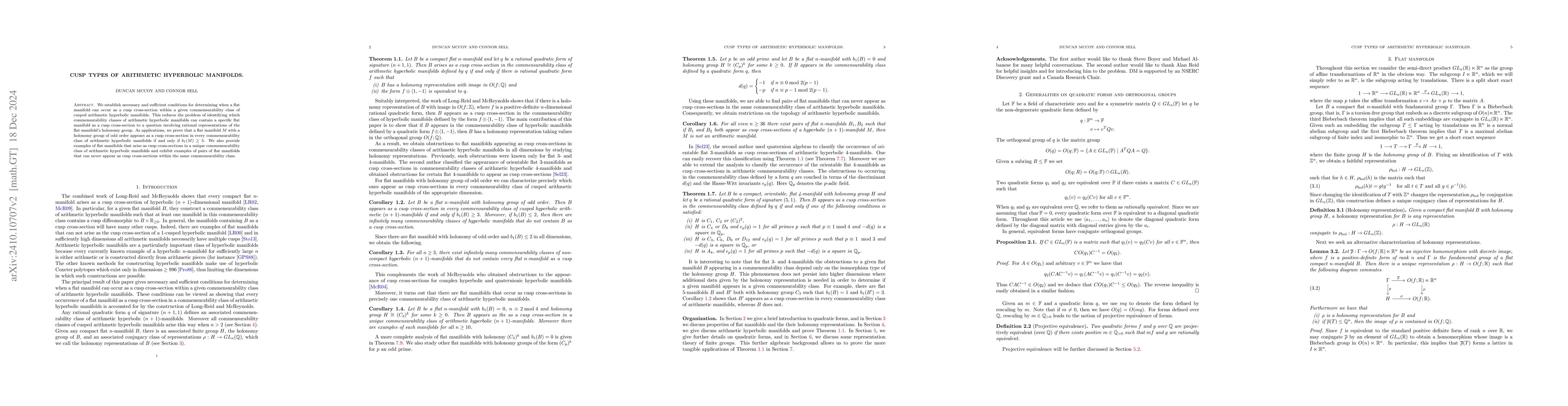 Thumbnail for Cusp types of arithmetic hyperbolic manifolds
