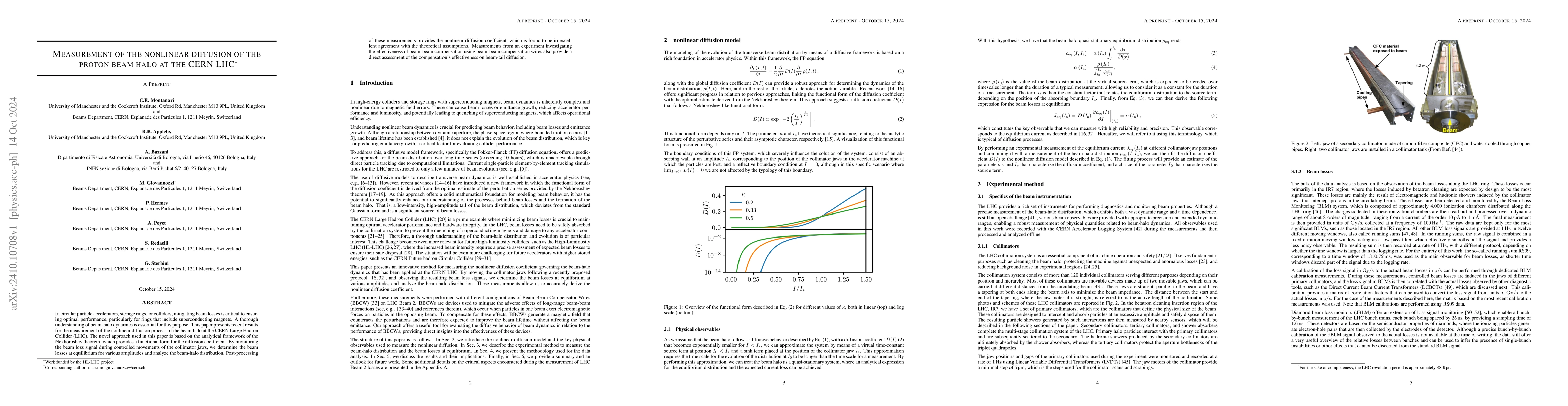 Thumbnail for Measurement of the nonlinear diffusion of the proton beam halo at the
  CERN LHC
