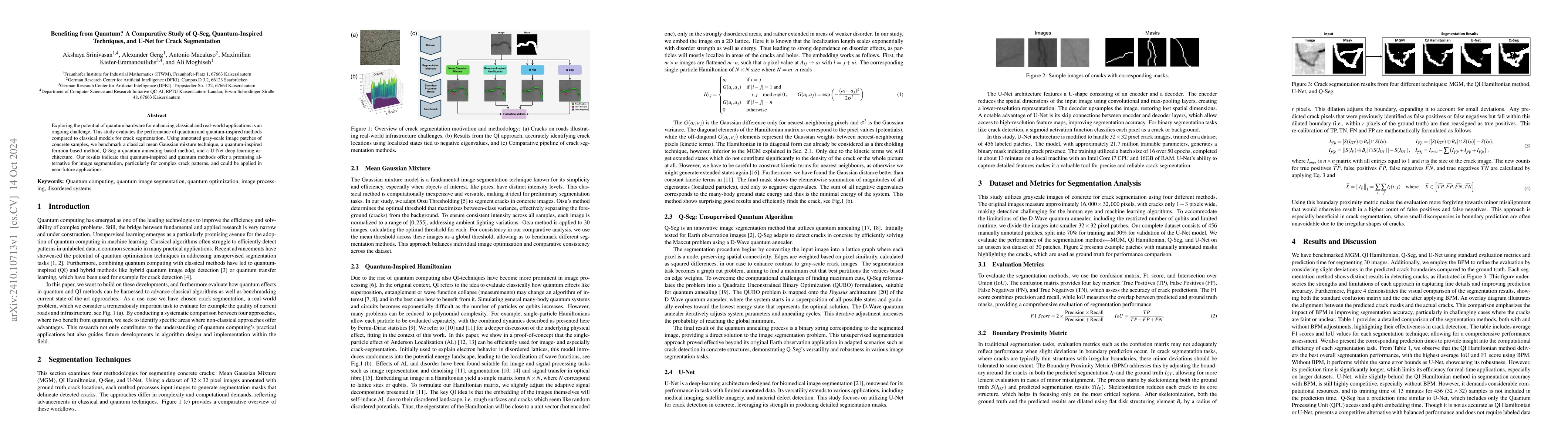 Thumbnail for Benefiting from Quantum? A Comparative Study of Q-Seg, Quantum-Inspired
  Techniques, and U-Net for Crack Segmentation