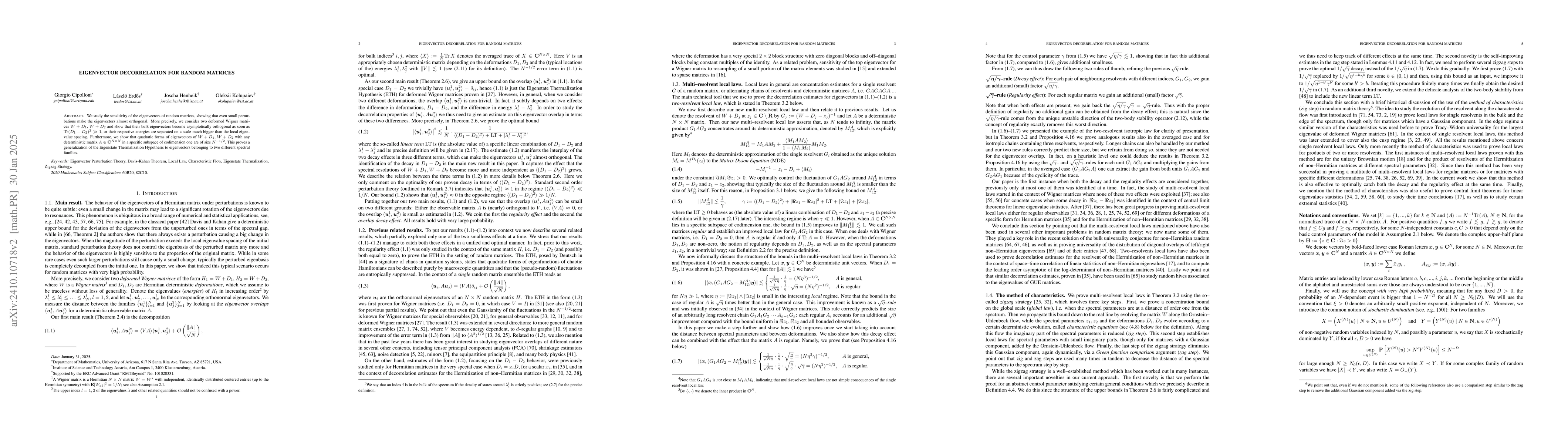 Thumbnail for Eigenvector decorrelation for random matrices