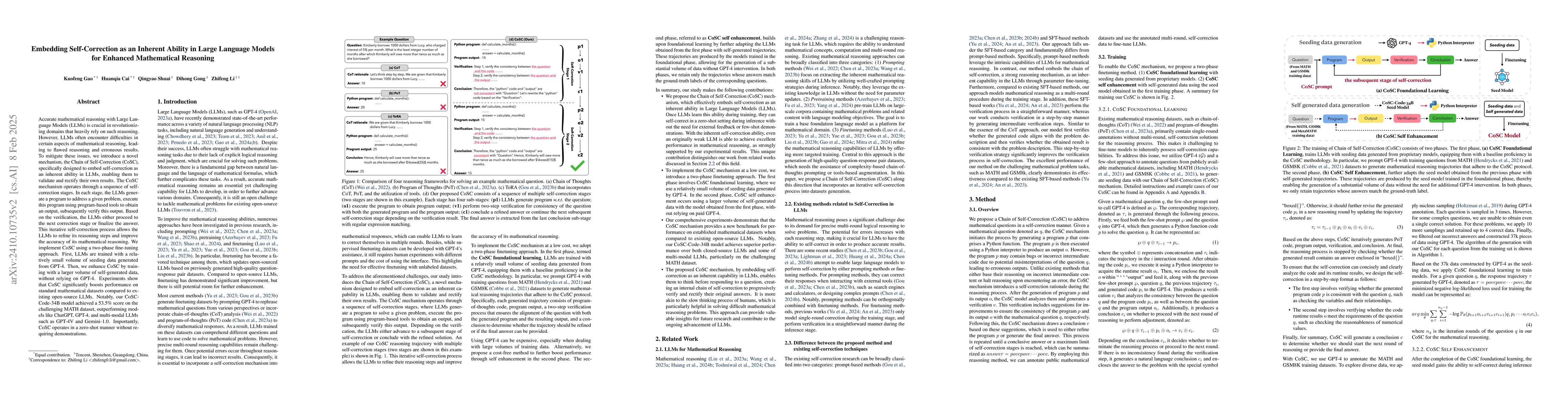 Thumbnail for Embedding Self-Correction as an Inherent Ability in Large Language
  Models for Enhanced Mathematical Reasoning