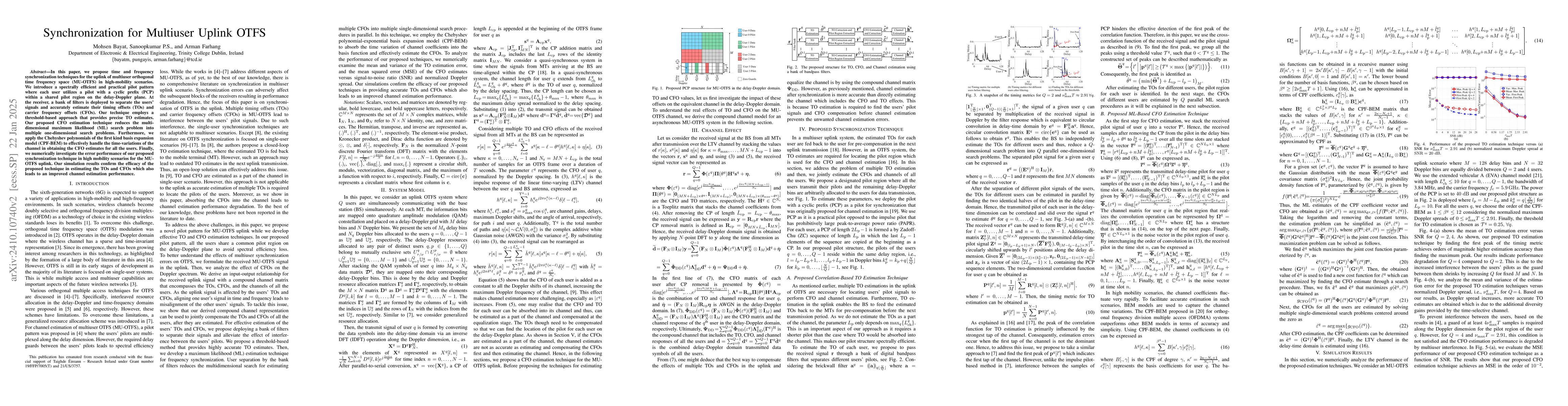 Thumbnail for Synchronization for Multiuser Uplink OTFS