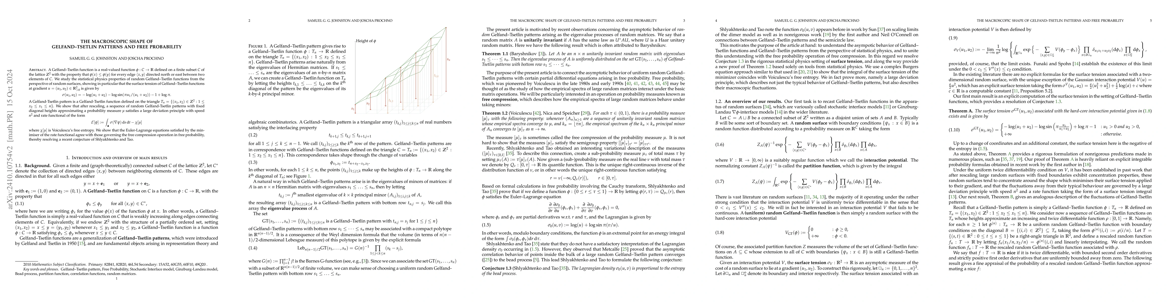 Thumbnail for The macroscopic shape of Gelfand-Tsetlin patterns and free probability