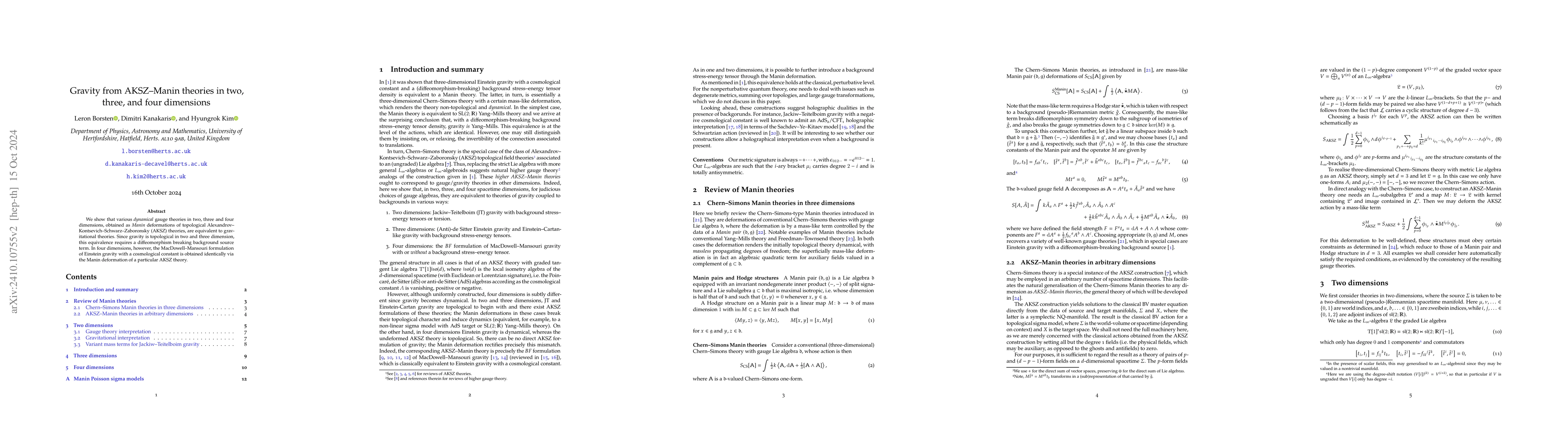 Thumbnail for Gravity from AKSZ-Manin theories in two, three, and four dimensions