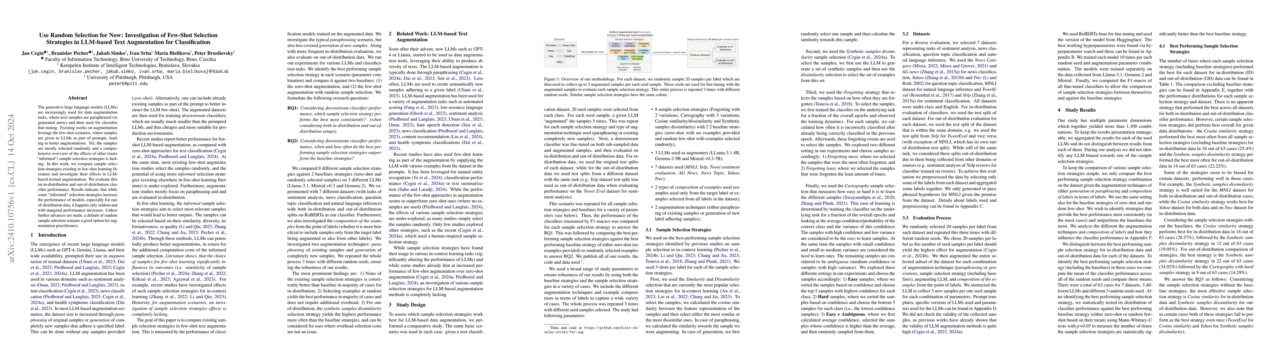 Thumbnail for Use Random Selection for Now: Investigation of Few-Shot Selection
  Strategies in LLM-based Text Augmentation for Classification