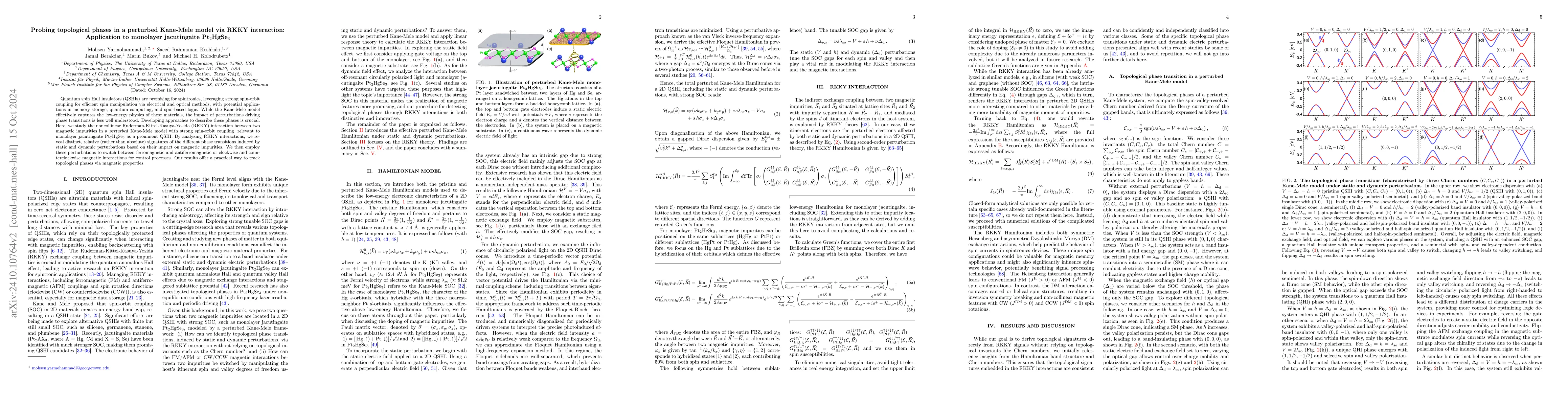 Thumbnail for Probing topological phases in a perturbed Kane-Mele model via RKKY
  interaction: Application to monolayer jacutingaite Pt$_2$HgSe$_3$