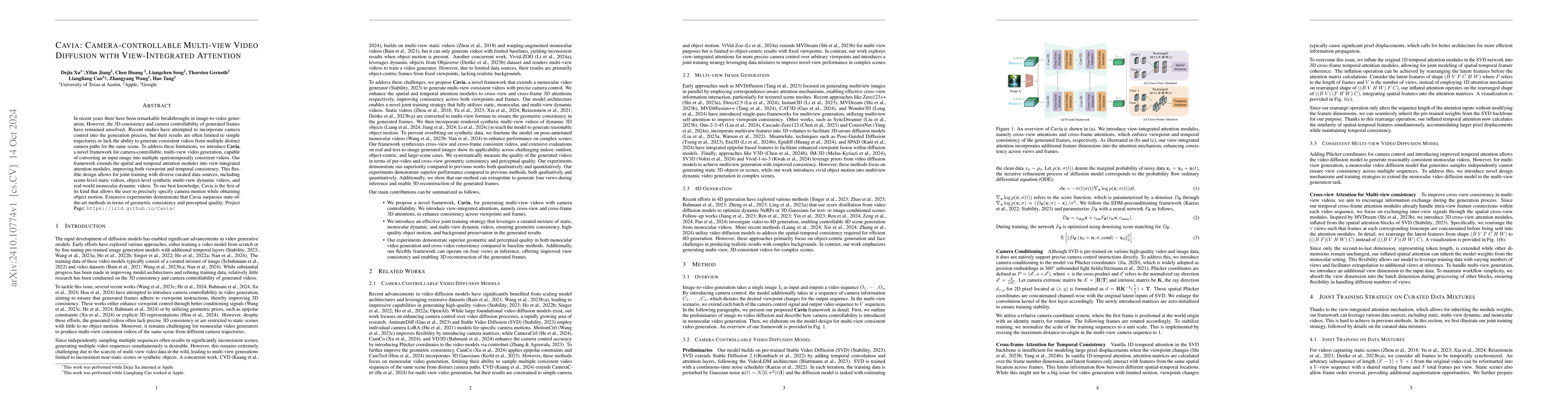Thumbnail for Cavia: Camera-controllable Multi-view Video Diffusion with
  View-Integrated Attention