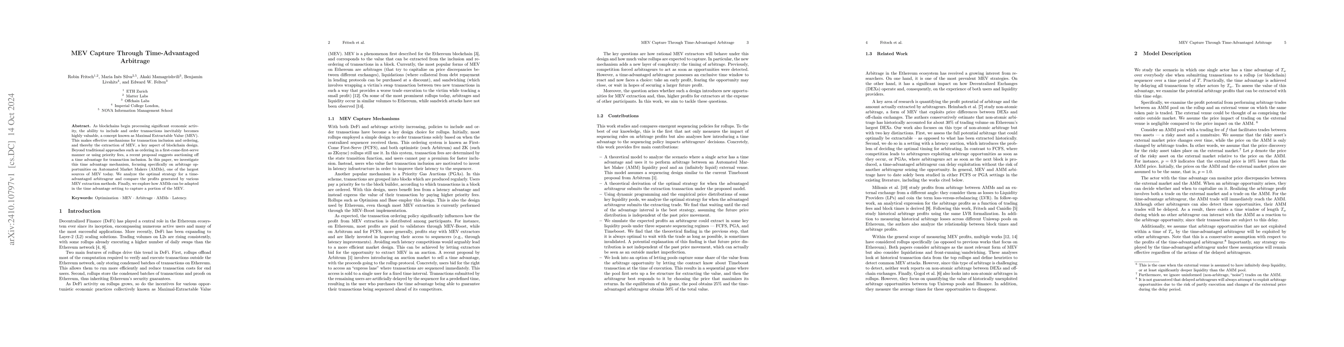 Thumbnail for MEV Capture Through Time-Advantaged Arbitrage