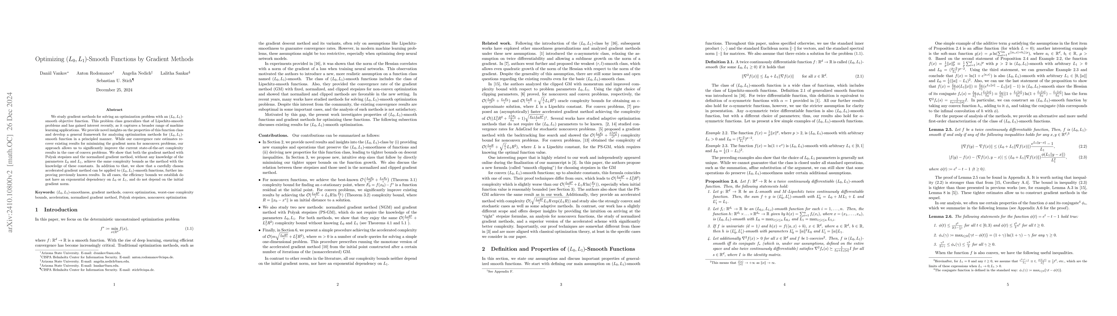 Thumbnail for Optimizing $(L_0, L_1)$-Smooth Functions by Gradient Methods