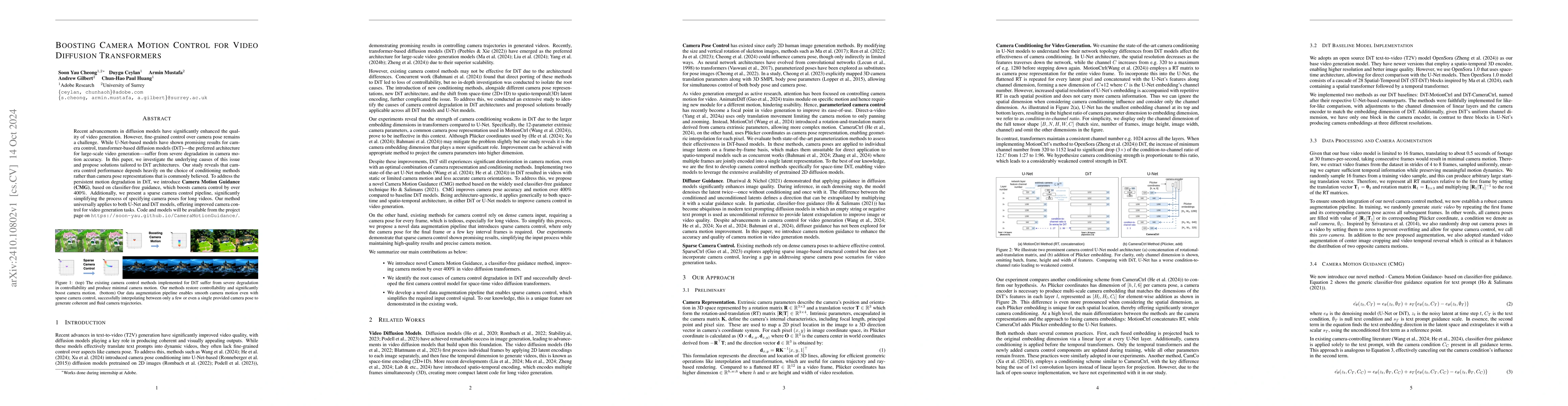 Thumbnail for Boosting Camera Motion Control for Video Diffusion Transformers