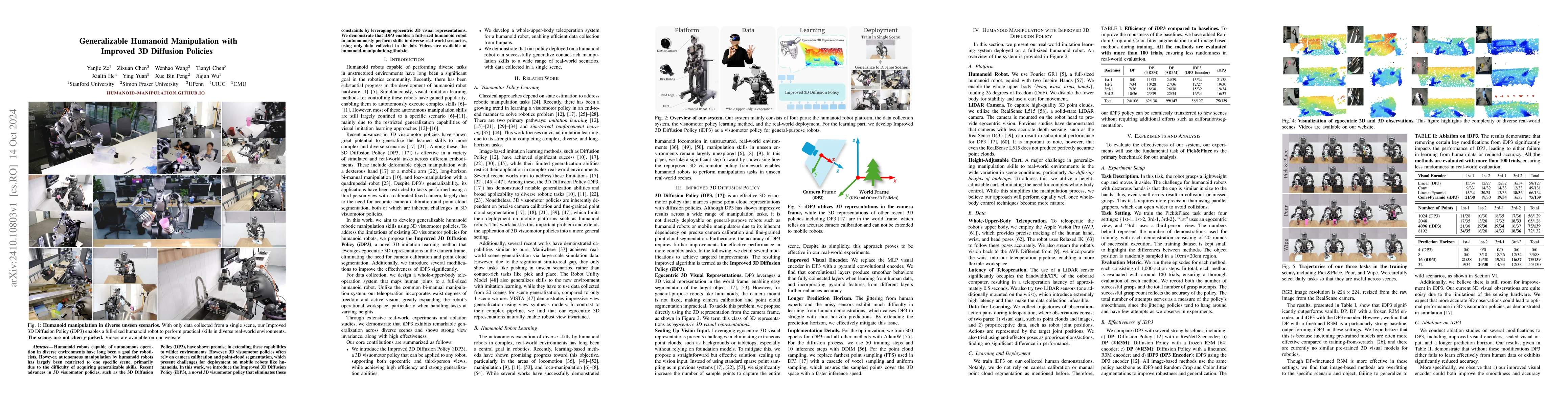 Thumbnail for Generalizable Humanoid Manipulation with Improved 3D Diffusion Policies