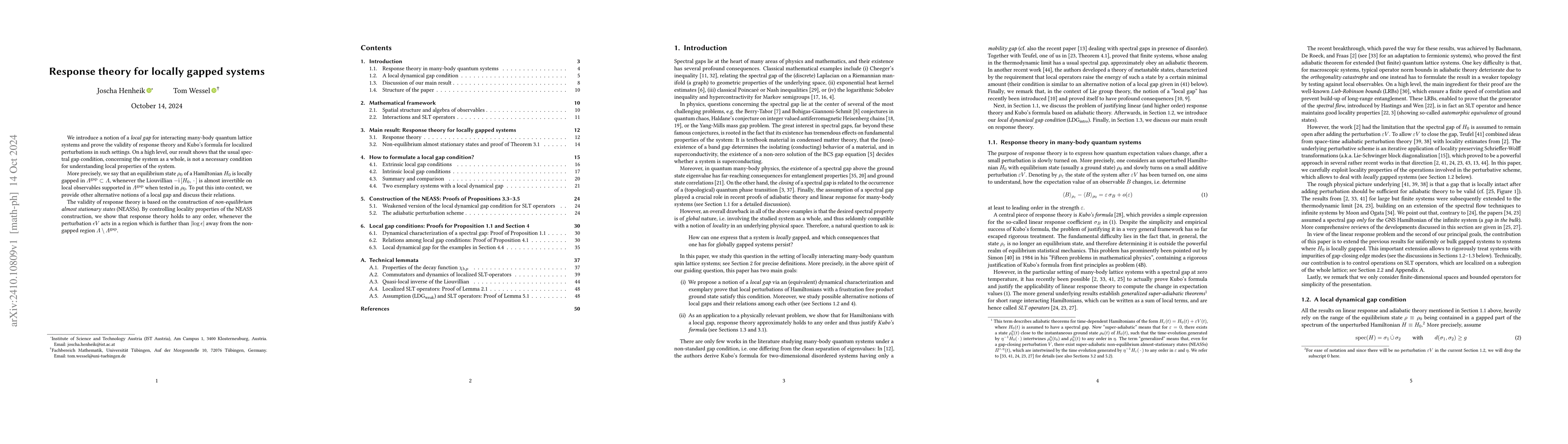 Thumbnail for Response theory for locally gapped systems
