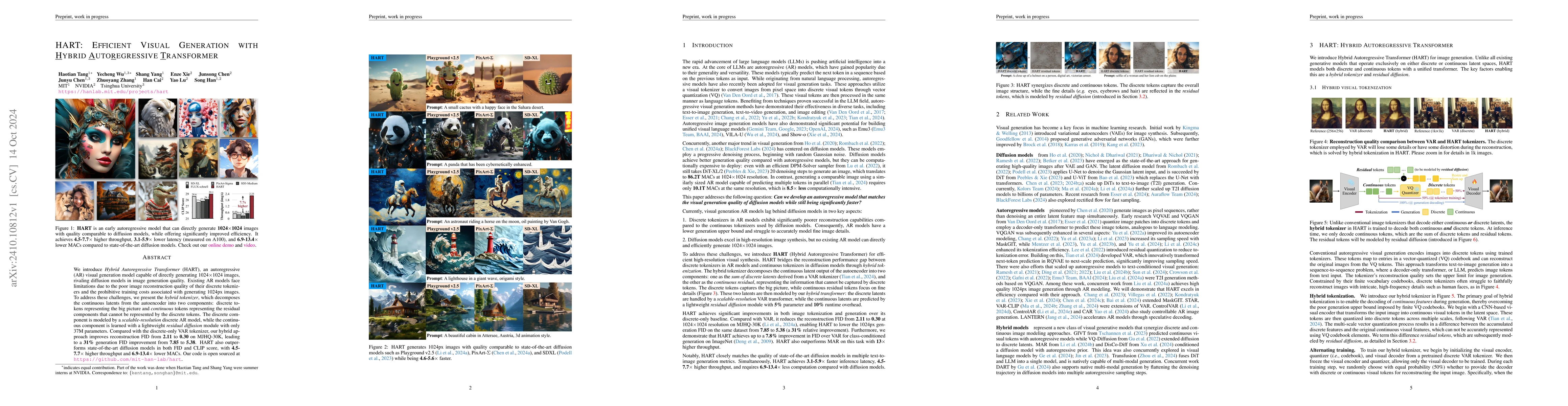 Thumbnail for HART: Efficient Visual Generation with Hybrid Autoregressive Transformer