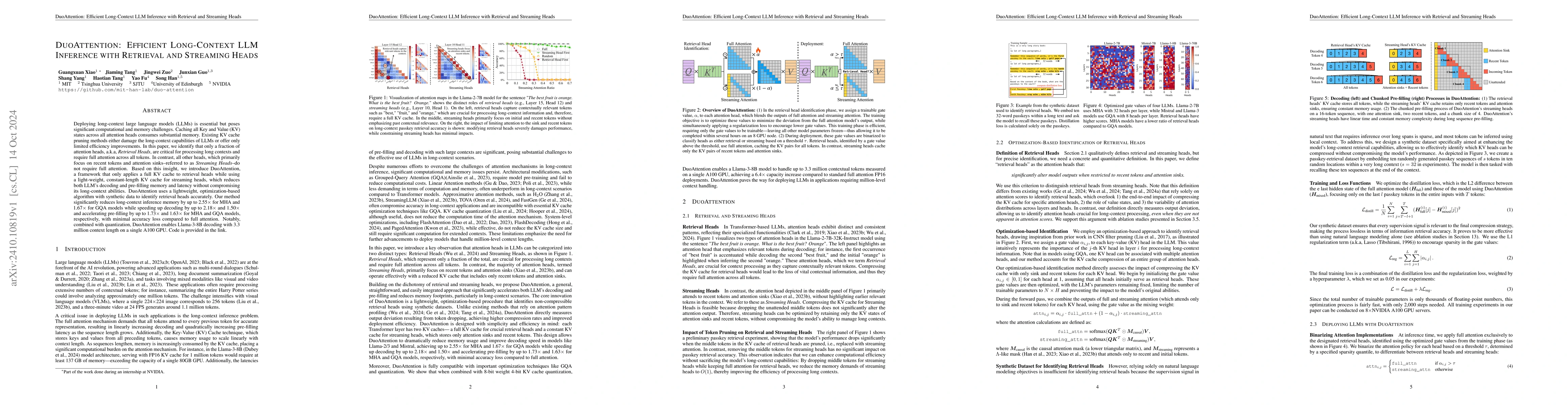 Thumbnail for DuoAttention: Efficient Long-Context LLM Inference with Retrieval and
  Streaming Heads