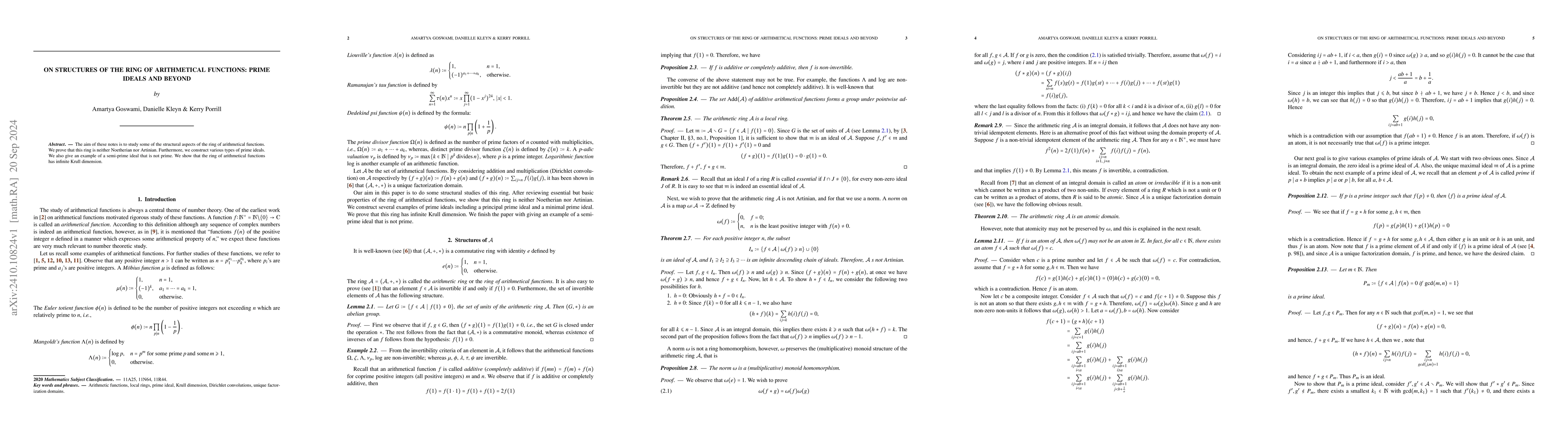 Thumbnail for On structures of the ring of arithmetical functions: prime ideals and
  beyond