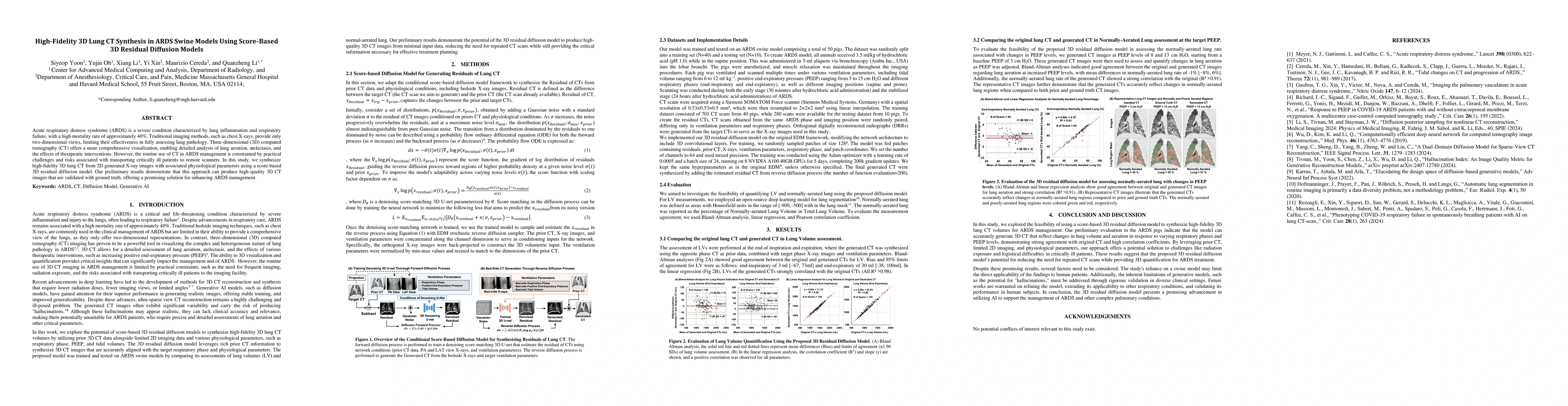 Thumbnail for High-Fidelity 3D Lung CT Synthesis in ARDS Swine Models Using
  Score-Based 3D Residual Diffusion Models