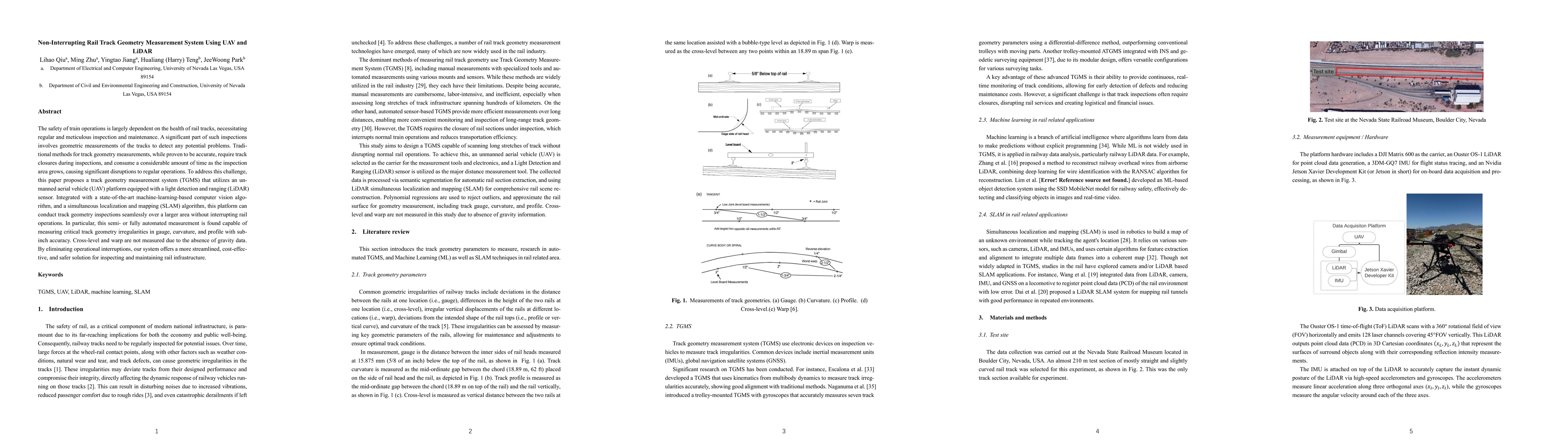 Thumbnail for Non-Interrupting Rail Track Geometry Measurement System Using UAV and
  LiDAR