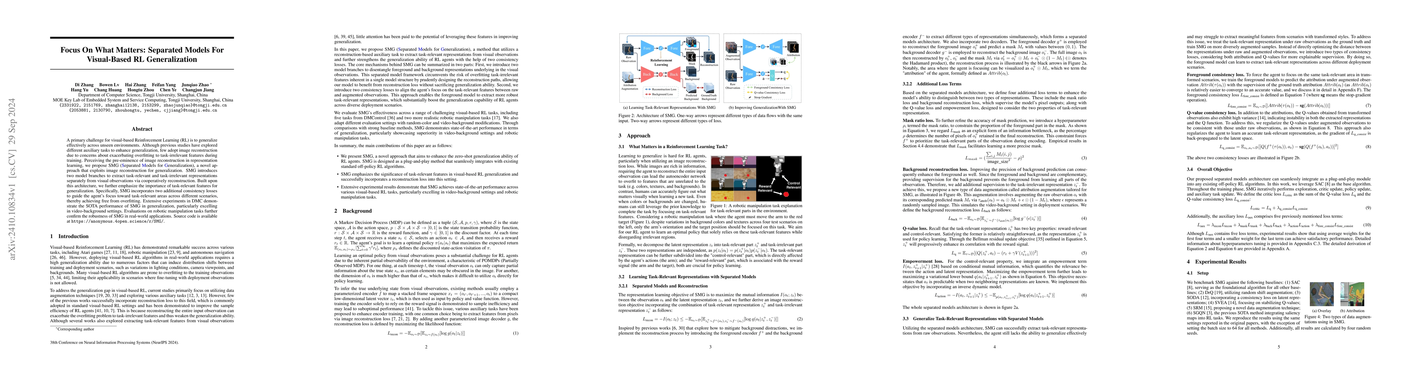 Thumbnail for Focus On What Matters: Separated Models For Visual-Based RL
  Generalization
