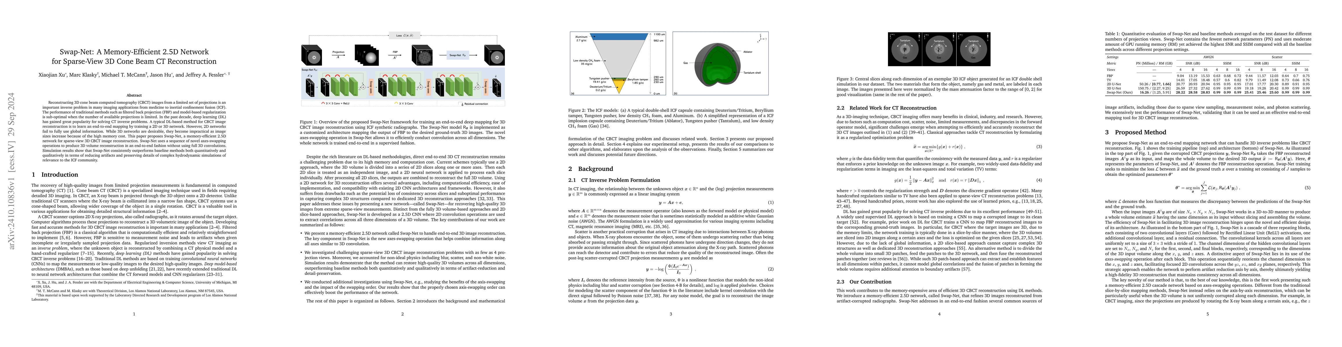 Thumbnail for Swap-Net: A Memory-Efficient 2.5D Network for Sparse-View 3D Cone Beam
  CT Reconstruction