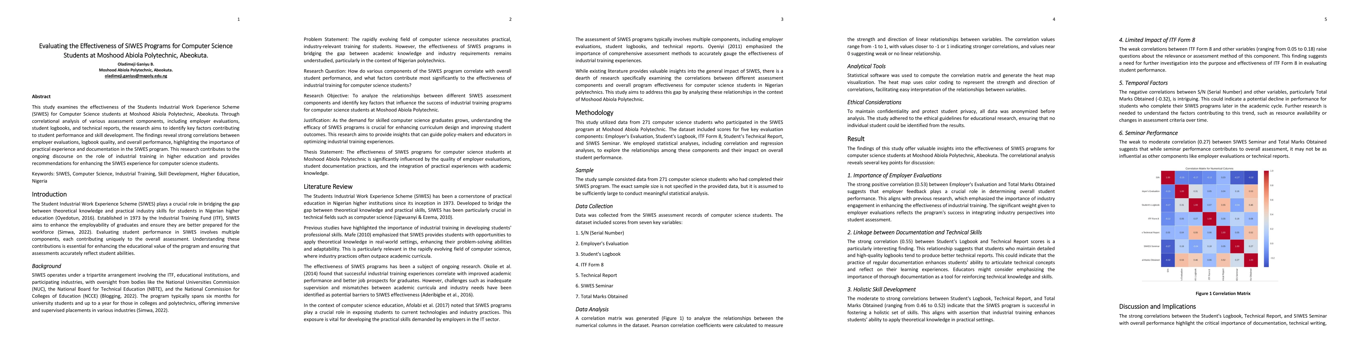 Thumbnail for Evaluating the Effectiveness of SIWES Programs for Computer Science
  Students at Moshood Abiola Polytechnic, Abeokuta