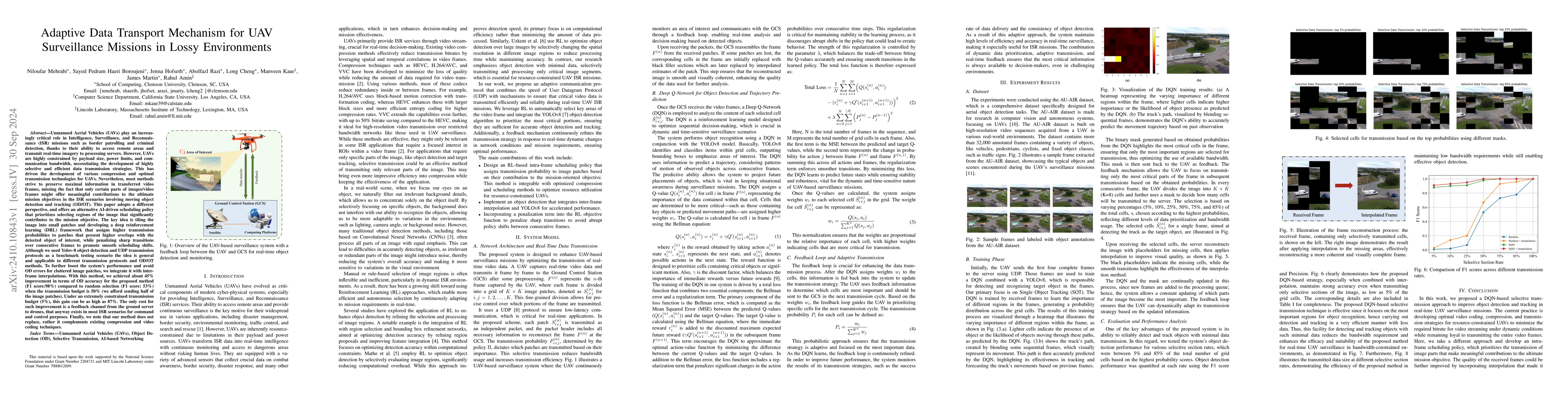 Thumbnail for Adaptive Data Transport Mechanism for UAV Surveillance Missions in Lossy
  Environments