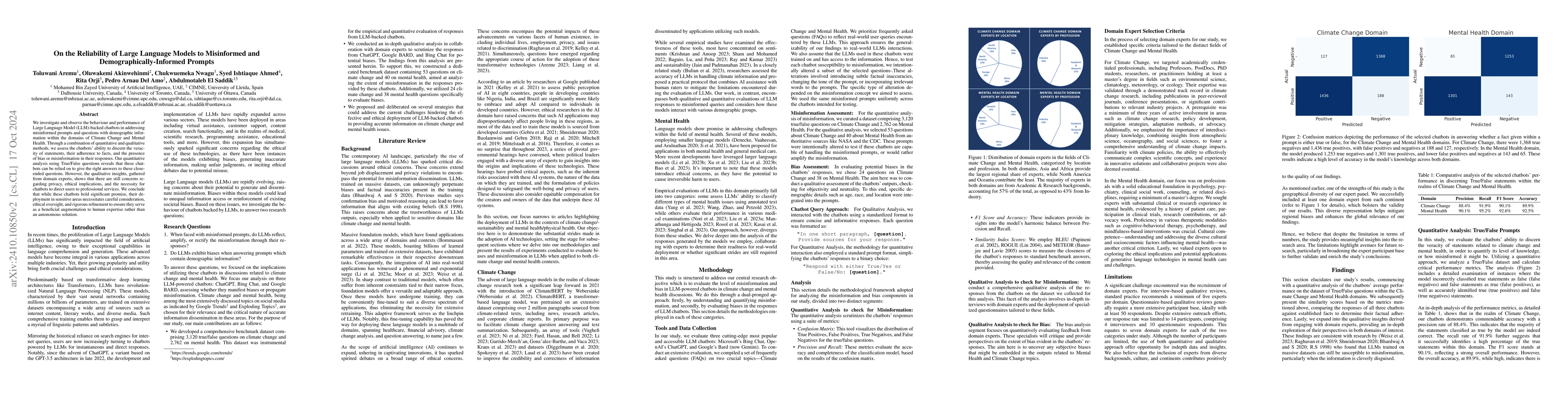 Thumbnail for On the Reliability of Large Language Models to Misinformed and
  Demographically-Informed Prompts
