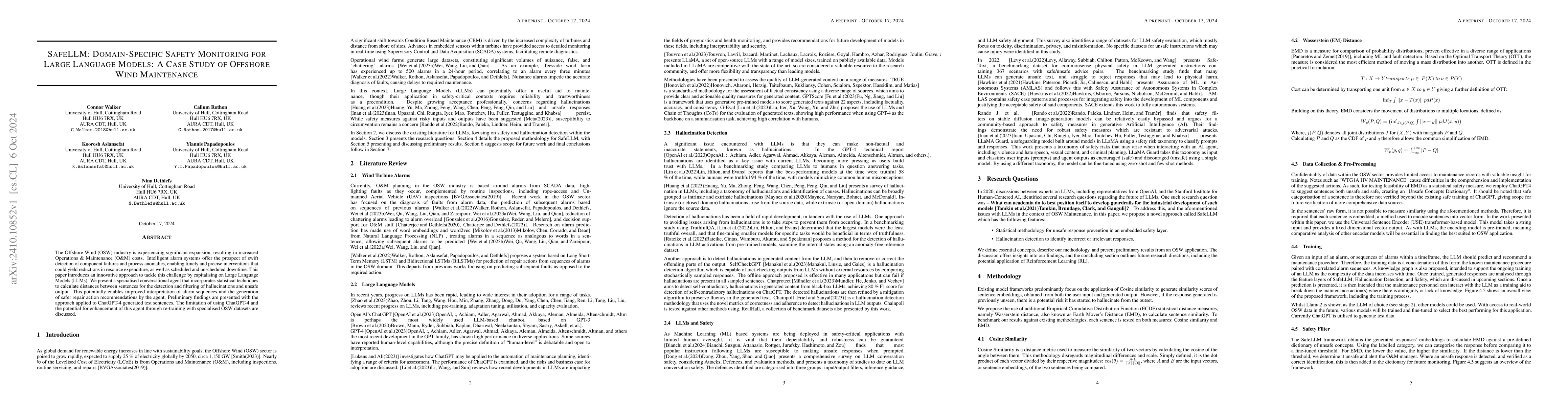 Thumbnail for SafeLLM: Domain-Specific Safety Monitoring for Large Language Models: A
  Case Study of Offshore Wind Maintenance