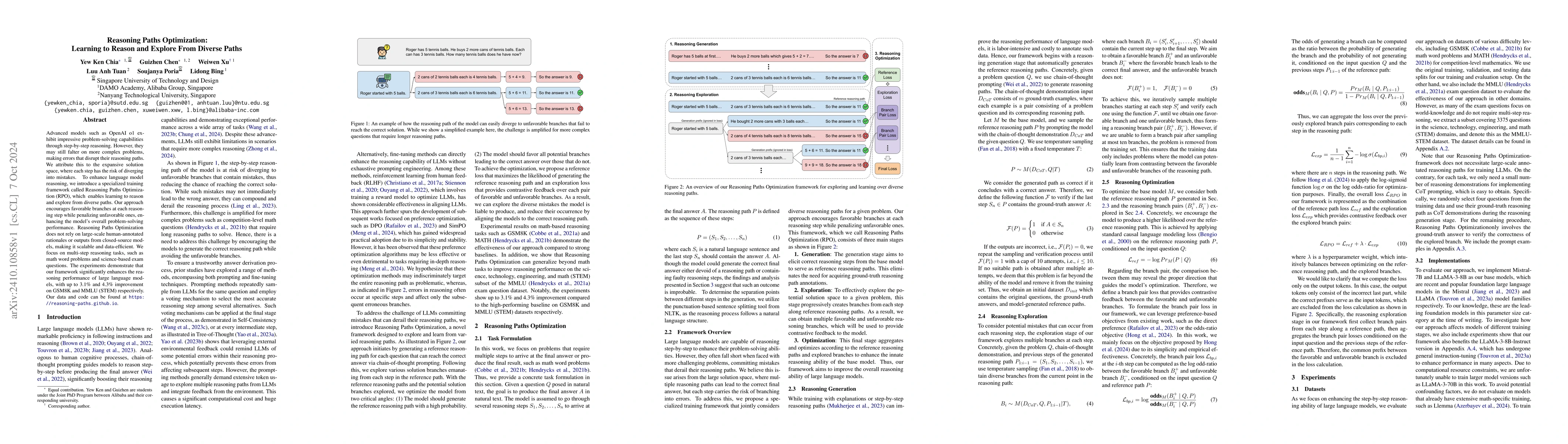 Thumbnail for Reasoning Paths Optimization: Learning to Reason and Explore From
  Diverse Paths