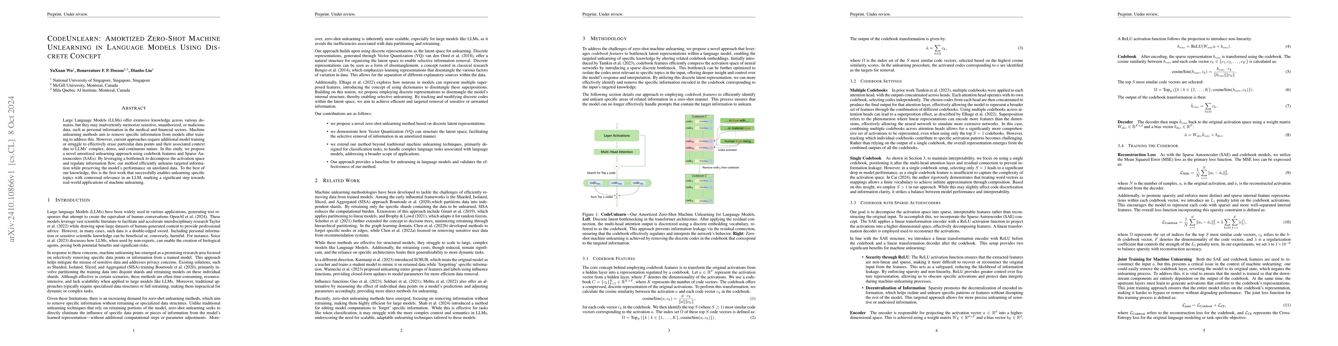 Thumbnail for CodeUnlearn: Amortized Zero-Shot Machine Unlearning in Language Models
  Using Discrete Concept