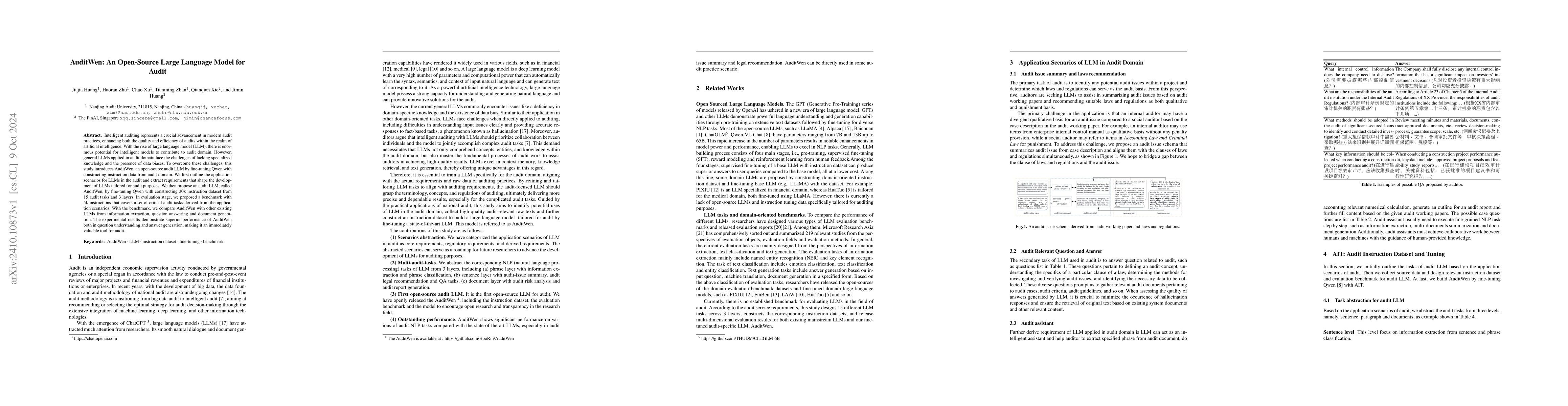 Thumbnail for AuditWen:An Open-Source Large Language Model for Audit