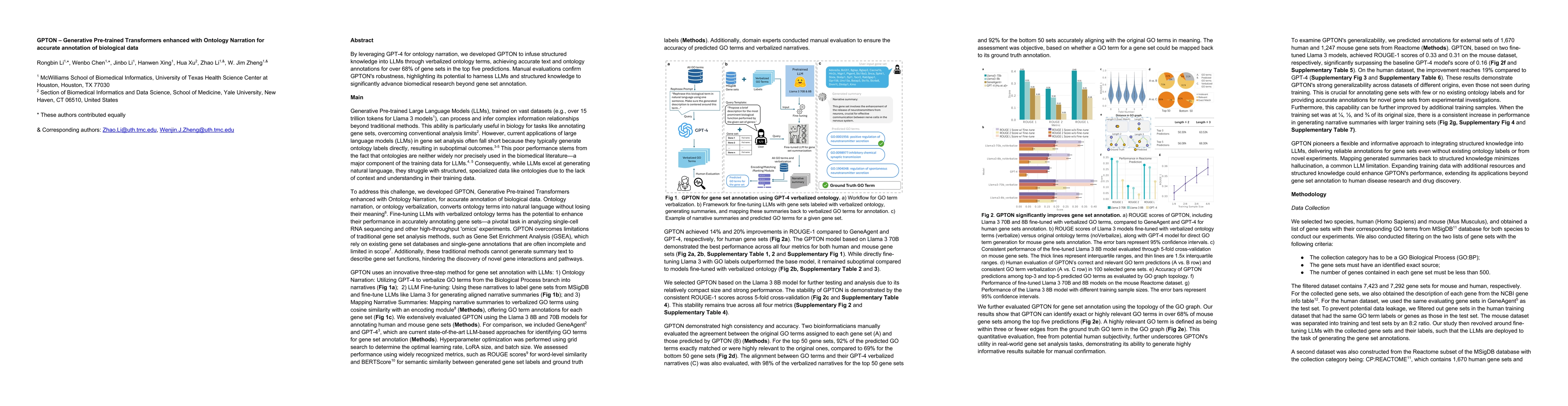 Thumbnail for GPTON: Generative Pre-trained Transformers enhanced with Ontology
  Narration for accurate annotation of biological data