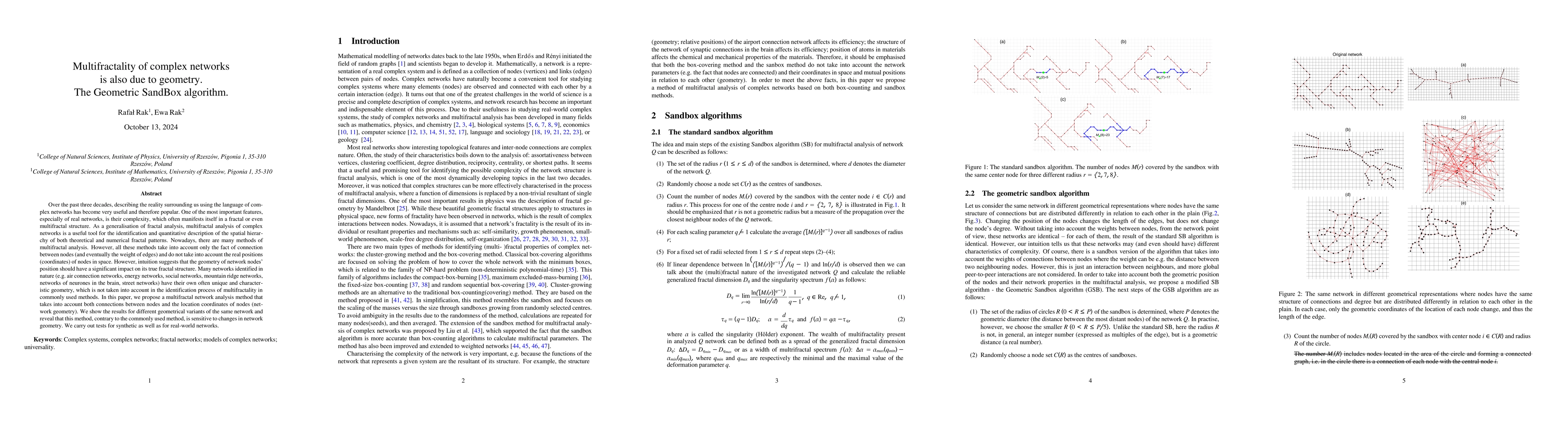 Thumbnail for Multifractality of complex networks is also due to geometry. The
  Geometric SandBox algorithm