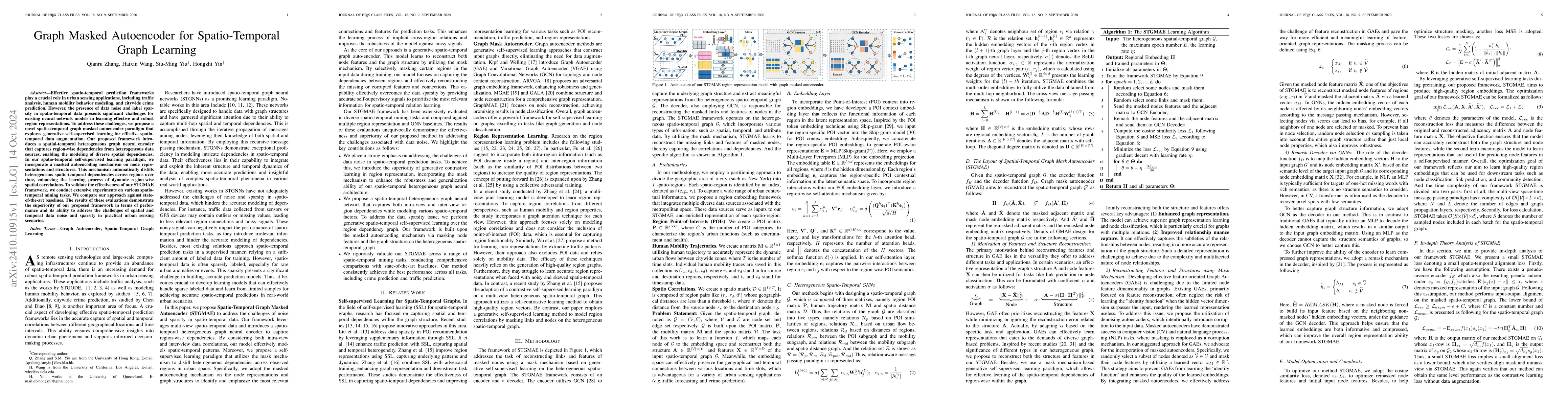 Thumbnail for Graph Masked Autoencoder for Spatio-Temporal Graph Learning