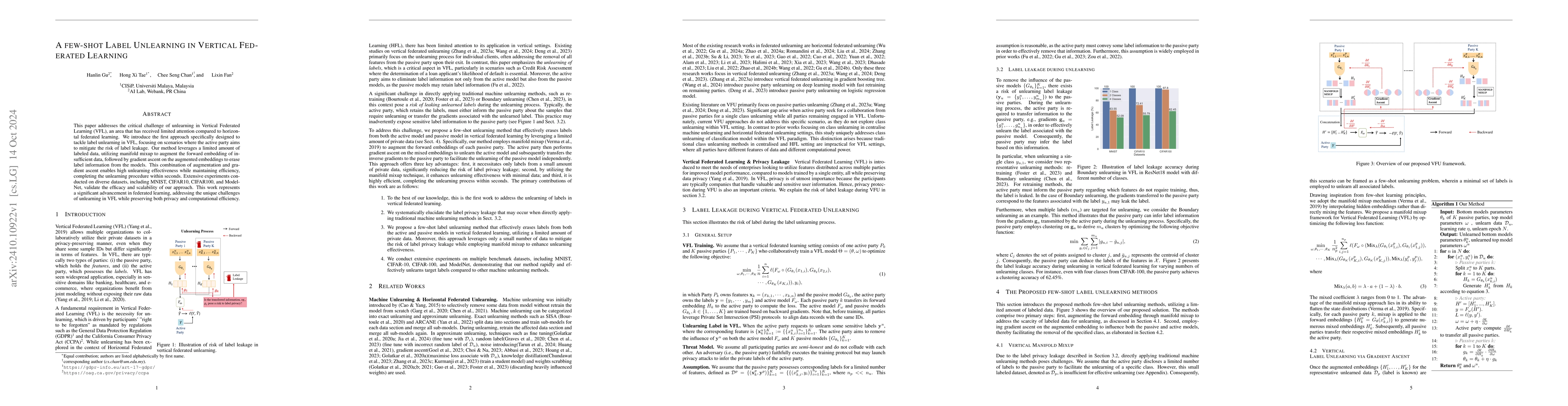 Thumbnail for A few-shot Label Unlearning in Vertical Federated Learning