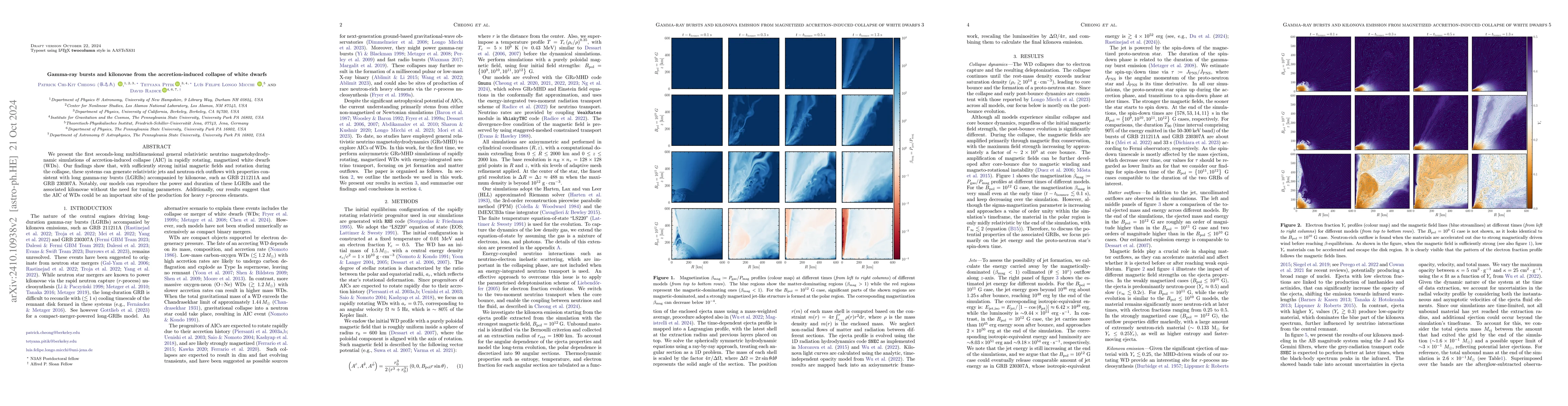 Thumbnail for Gamma-ray bursts and kilonovae from the accretion-induced collapse of
  white dwarfs