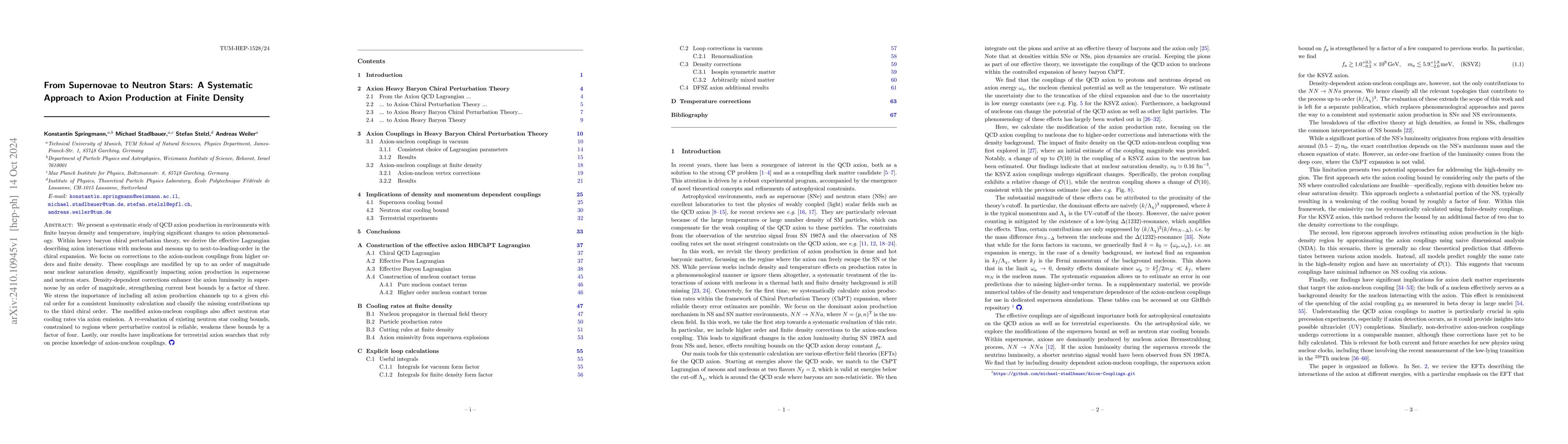 Thumbnail for From Supernovae to Neutron Stars: A Systematic Approach to Axion
  Production at Finite Density