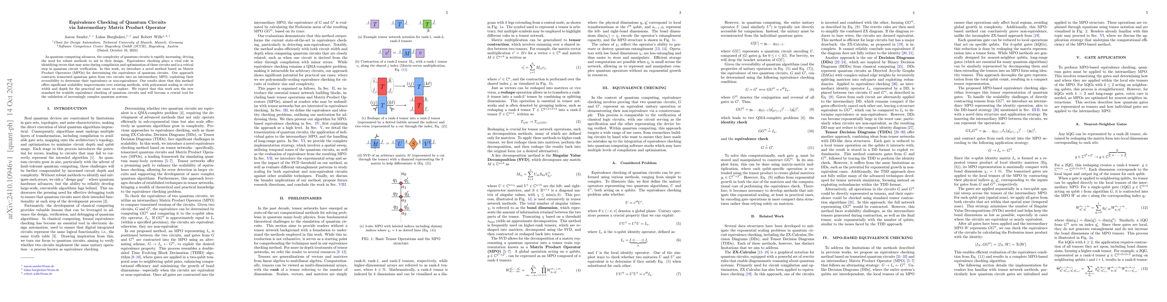 Thumbnail for Equivalence Checking of Quantum Circuits via Intermediary Matrix Product
  Operator